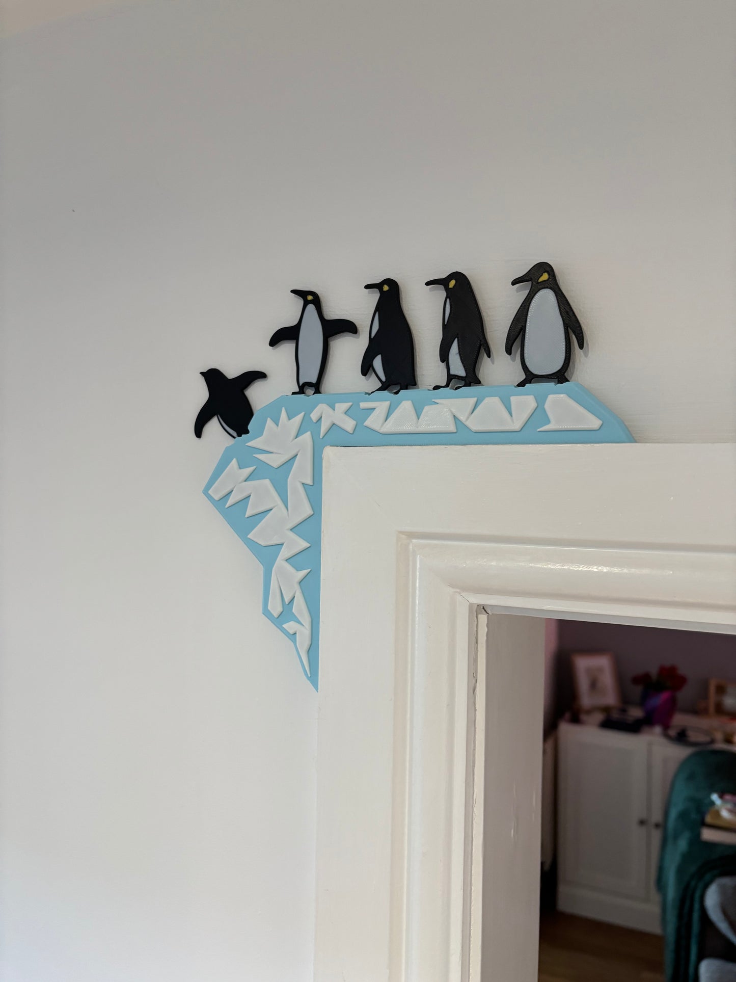 Jumping Penguin Door art