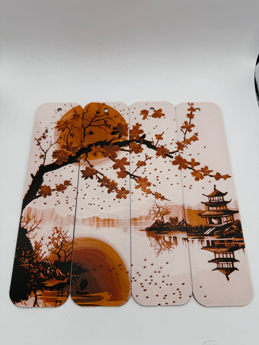 Japanese flower landscape bookmark set